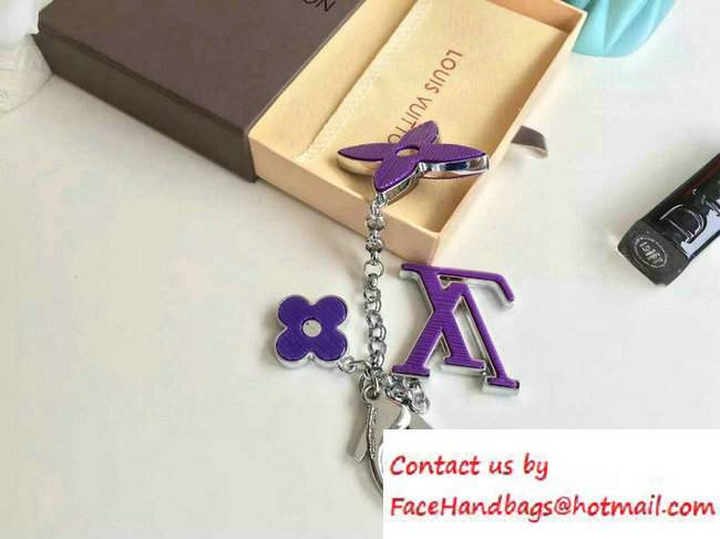 Louis Vuitton Fleur d'Epi Bag Charm Key Ring Purple Silver - Click Image to Close