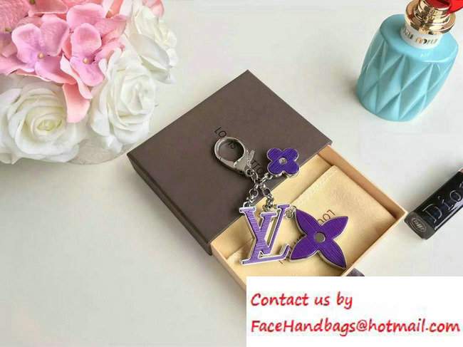 Louis Vuitton Fleur d'Epi Bag Charm Key Ring Purple Silver