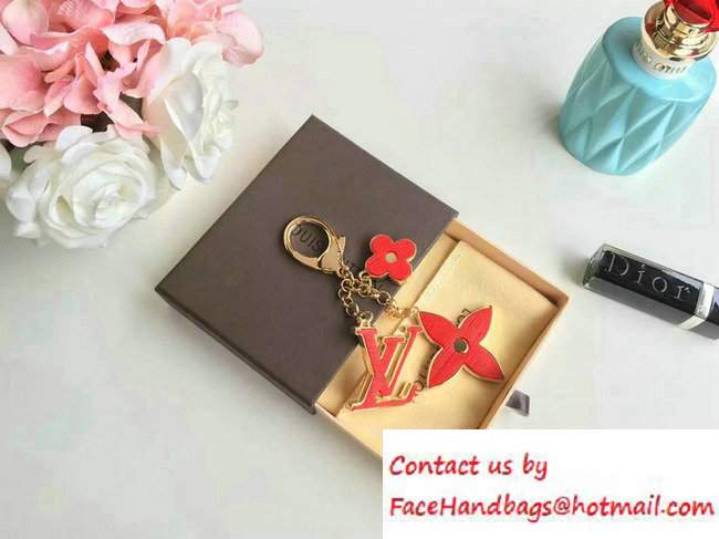 Louis Vuitton Fleur d'Epi Bag Charm Key Ring Red Gold