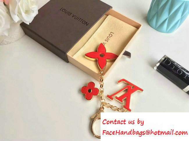 Louis Vuitton Fleur d'Epi Bag Charm Key Ring Red Gold