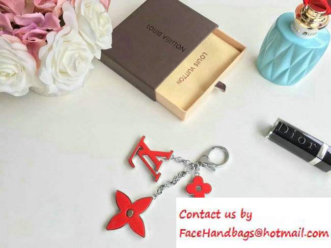 Louis Vuitton Fleur d'Epi Bag Charm Key Ring Red Silver