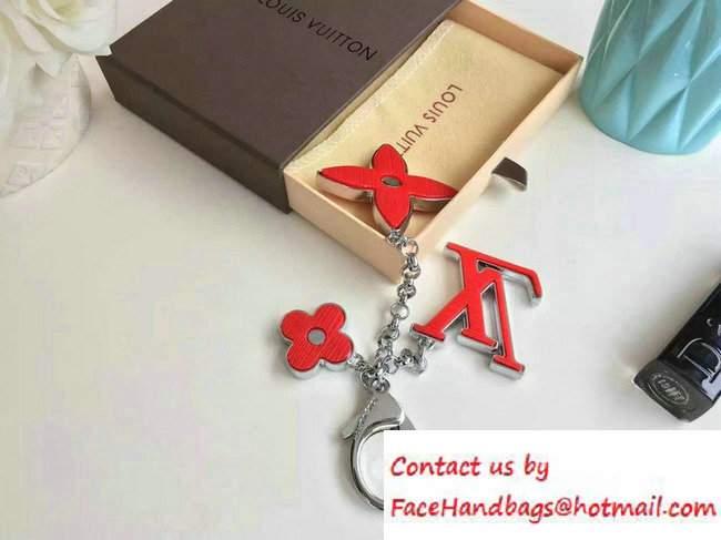 Louis Vuitton Fleur d'Epi Bag Charm Key Ring Red Silver - Click Image to Close
