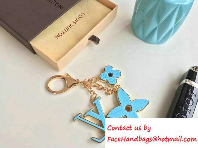 Louis Vuitton Fleur d'Epi Bag Charm Key Ring Sky Blue Gold - Click Image to Close