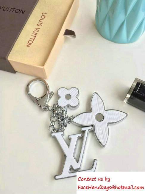 Louis Vuitton Fleur d'Epi Bag Charm Key Ring White Silver