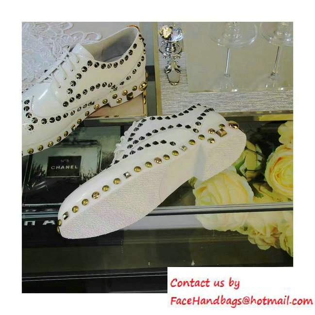 Louis Vuitton Studded Shoes White Fall 2016 - Click Image to Close