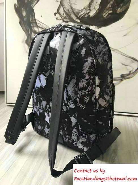 Valentino Butterfly Printed Nylon Backpack Black 2016