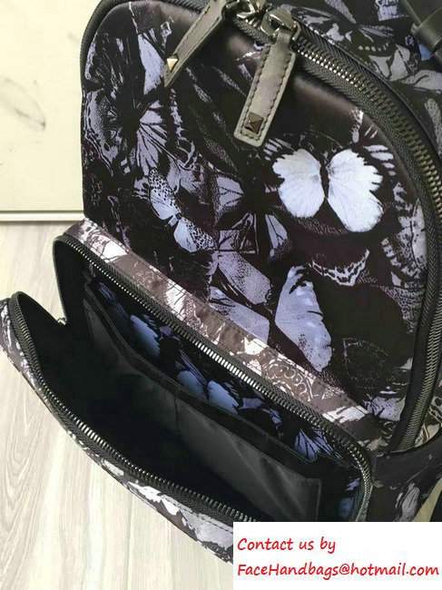 Valentino Butterfly Printed Nylon Backpack Black 2016 - Click Image to Close