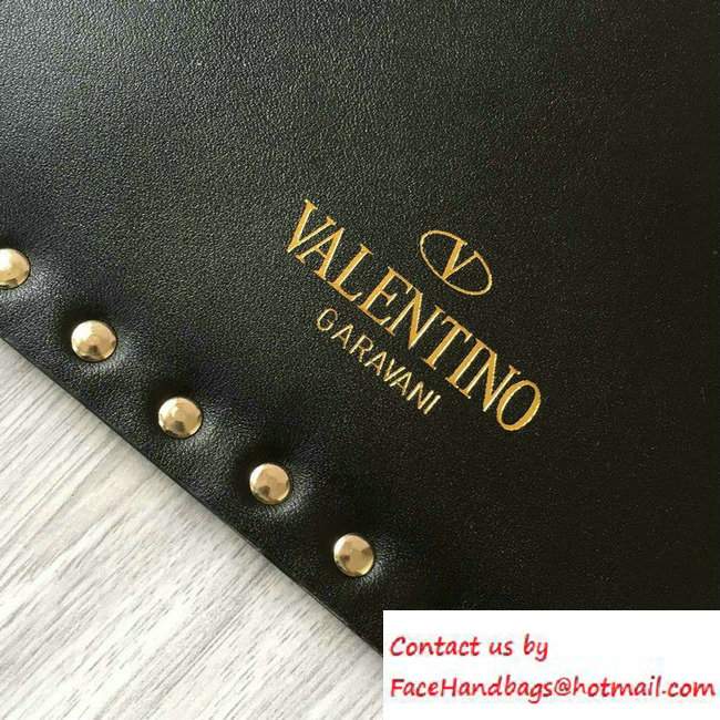 Valentino Calfskin Rockstud Untitled Clutch Bag Black/Gold 2016 - Click Image to Close