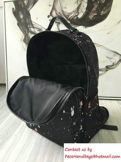 Valentino Cosmos Printed Nylon Backpack Black 2016