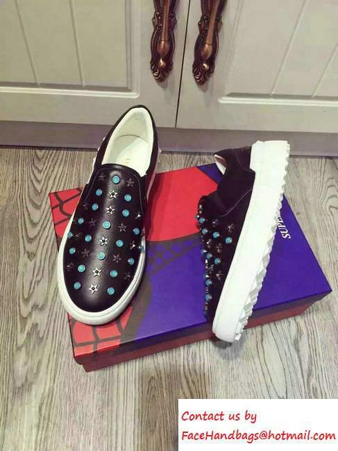 Valentino Heel 2.5cm Starstudded Pull On Sneakers Black 2016 - Click Image to Close