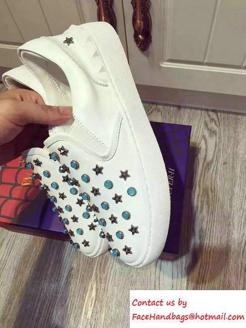 Valentino Heel 2.5cm Starstudded Pull On Sneakers White 2016