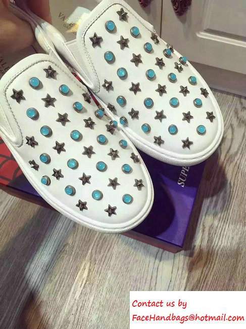 Valentino Heel 2.5cm Starstudded Pull On Sneakers White 2016