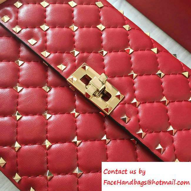 Valentino Rhombus Rockstud Spike Medium Chain Shoulder Bag Red 2016 - Click Image to Close