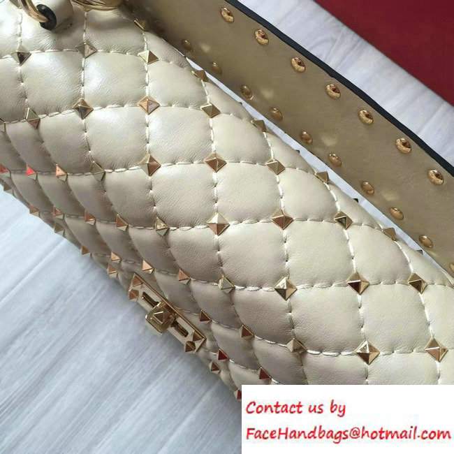 Valentino Rhombus Rockstud Spike Medium Chain Shoulder Bag White 2016 - Click Image to Close