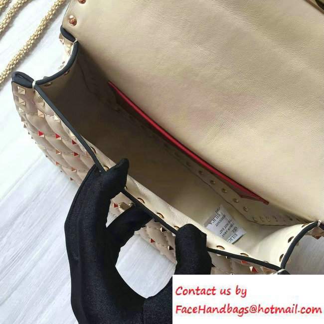 Valentino Rhombus Rockstud Spike Medium Chain Shoulder Bag White 2016 - Click Image to Close