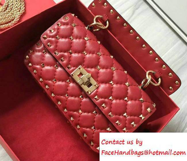Valentino Rhombus Rockstud Spike Small Chain Shoulder Bag Red 2016 - Click Image to Close