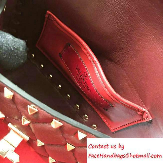 Valentino Rhombus Rockstud Spike Small Chain Shoulder Bag Red 2016
