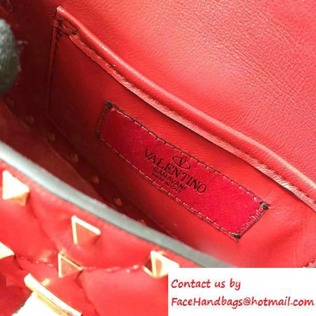 Valentino Rhombus Rockstud Spike Small Chain Shoulder Bag Red 2016