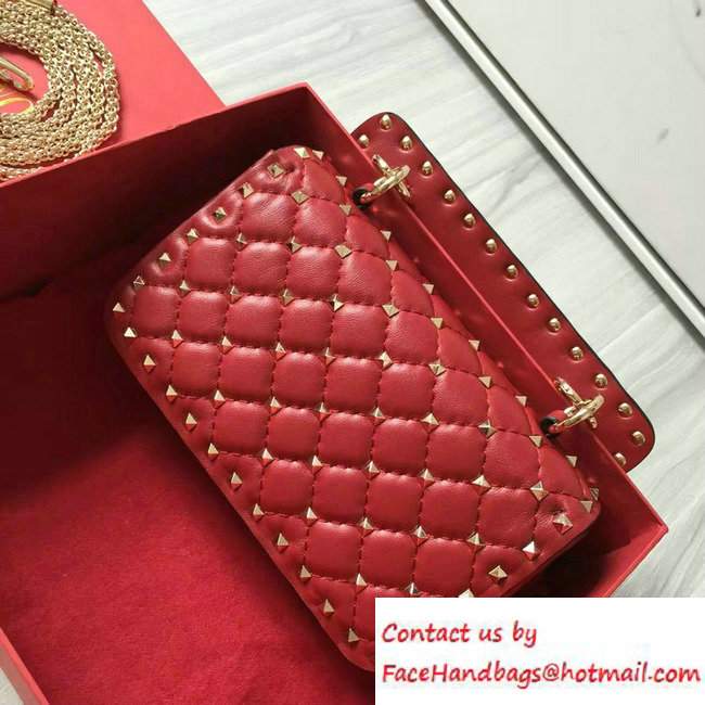 Valentino Rhombus Rockstud Spike Small Chain Shoulder Bag Red 2016 - Click Image to Close