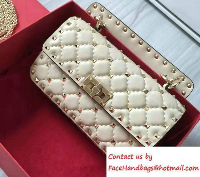 Valentino Rhombus Rockstud Spike Small Chain Shoulder Bag White 2016 - Click Image to Close
