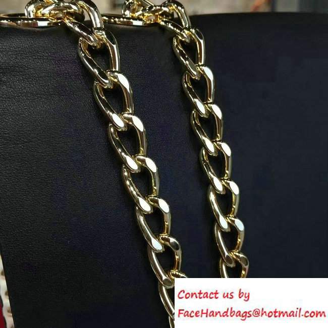 Valentino Rockstud Flower Printed Cutout Chain Shoulder Bag Black 2016