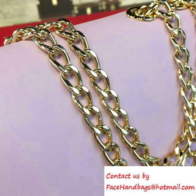 Valentino Rockstud Flower Printed Cutout Chain Shoulder Bag Pink 2016 - Click Image to Close