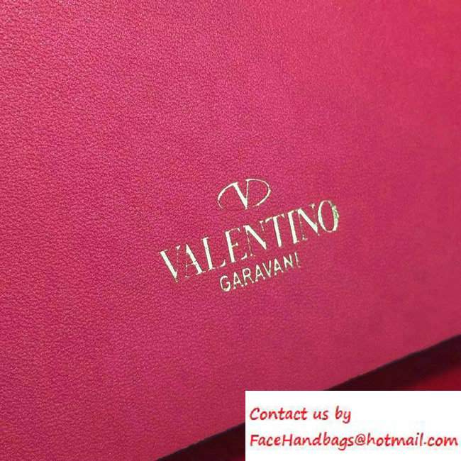 Valentino Rockstud Flower Printed Cutout Chain Shoulder Bag Red 2016