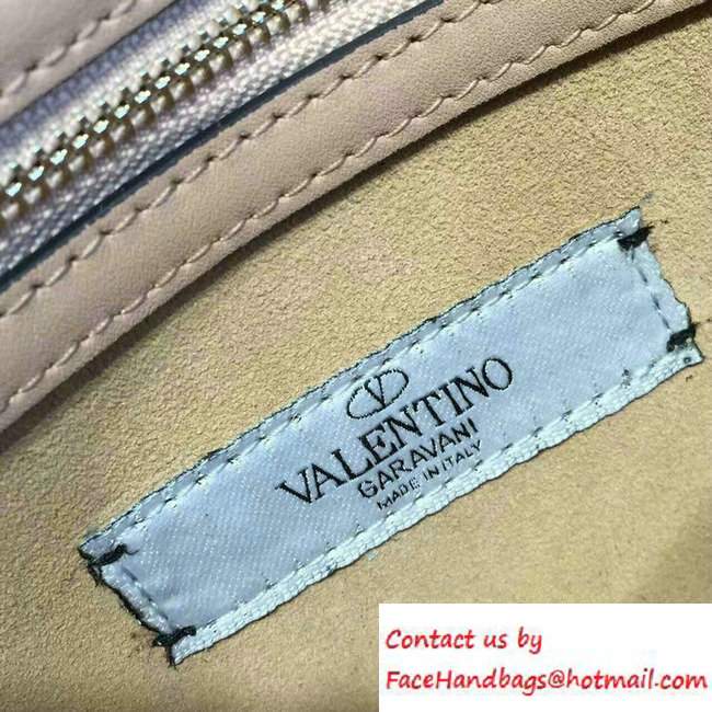 Valentino Rockstud Flower Printed Cutout Clutch Bag Apricot 2016