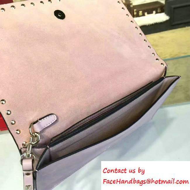 Valentino Rockstud Flower Printed Cutout Clutch Bag Pink 2016
