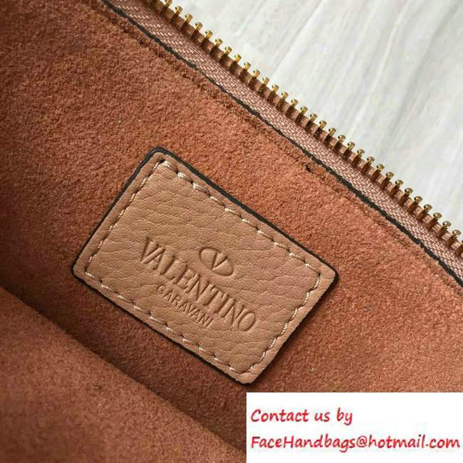 Valentino Turquoise/Gold Rockstud Rolling Large Flat Pouch Clutch Bag Apricot 2016