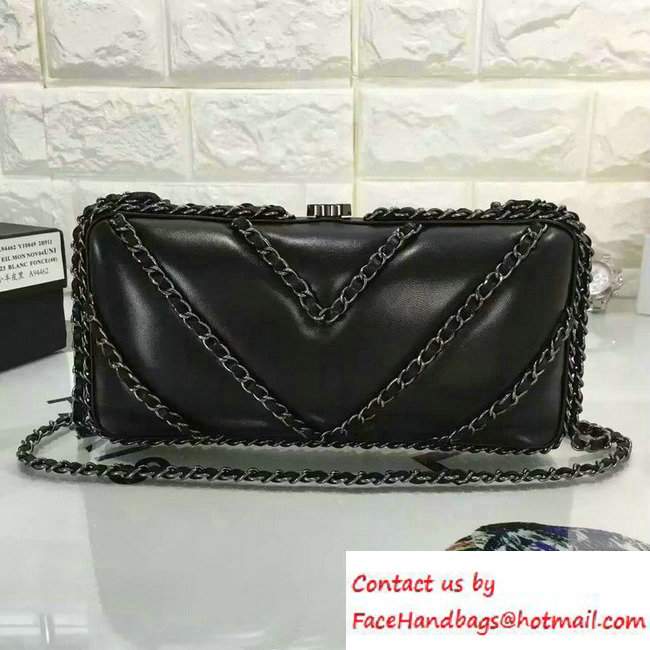 chanel lambskin evening bag A94462 black - Click Image to Close