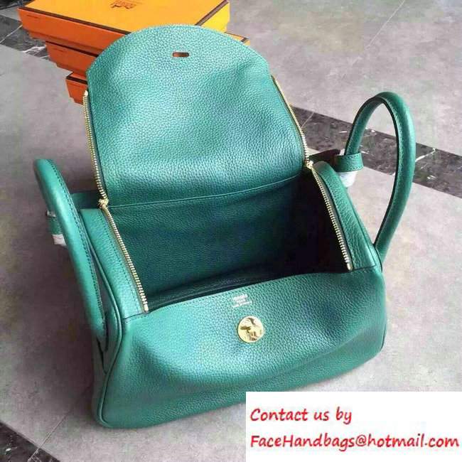 hermes lindy 26/30 bag in original togo leather malachite - Click Image to Close