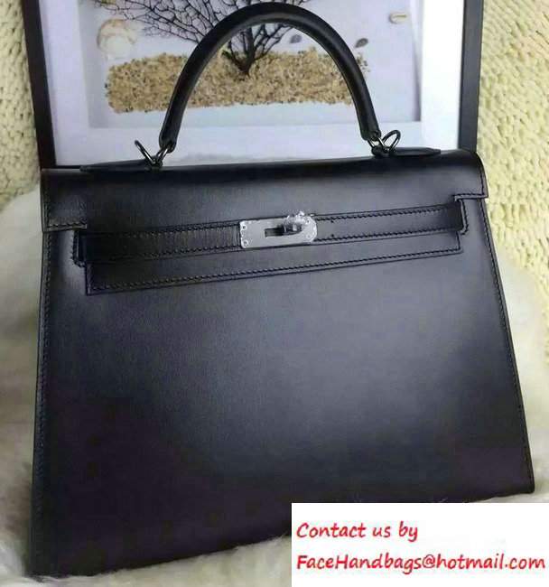 herms kelly 32 so black bag in box leather