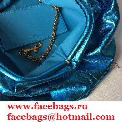 Bottega Veneta Frame Pouch Clutch large Bag with Strap In Butter Calf metallic blue 2020 - Click Image to Close