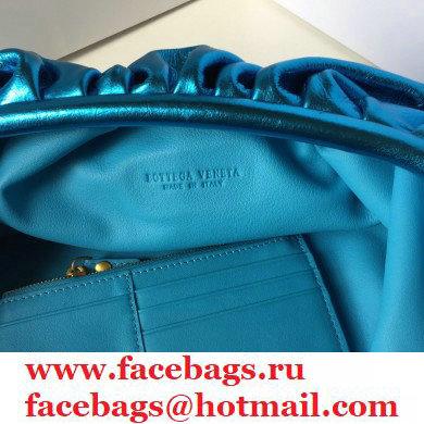 Bottega Veneta Frame Pouch Clutch large Bag with Strap In Butter Calf metallic blue 2020