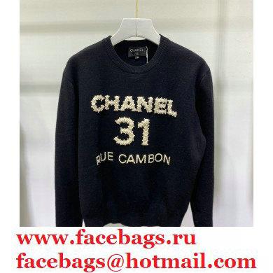 CHANEL CC LOGO Embroidered CASHMERE SWEATER BLACK 2020
