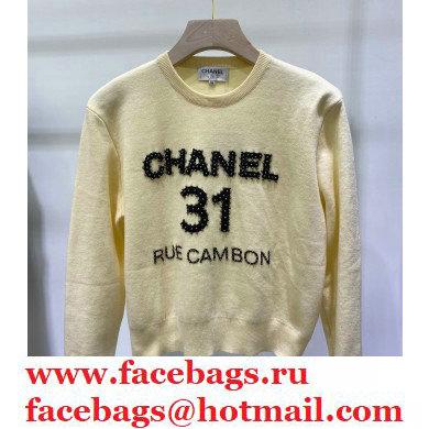 CHANEL CC LOGO Embroidered CASHMERE SWEATER WHITE 2020 - Click Image to Close