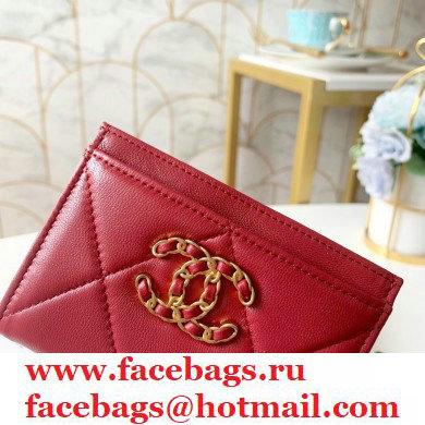 Chanel 19 Card Holder AP1167 Red 2020
