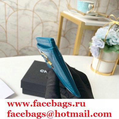 Chanel 19 Card Holder AP1167 Turquoise Blue 2020