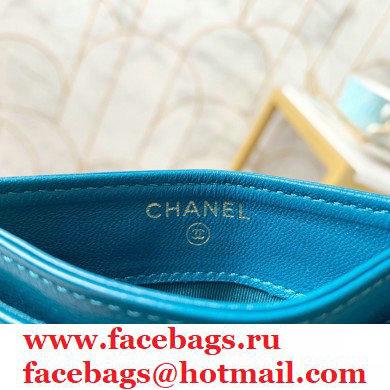 Chanel 19 Card Holder AP1167 Turquoise Blue 2020 - Click Image to Close