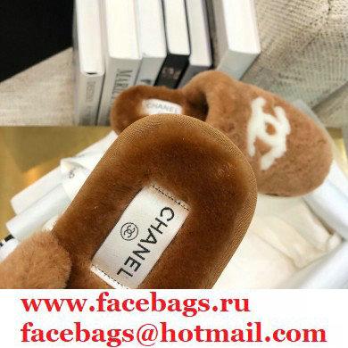 Chanel All Shearling Fur CC Logo Mules Brown 2020 - Click Image to Close