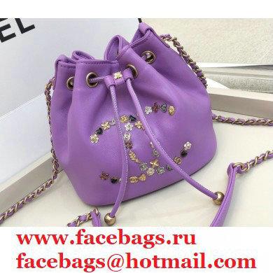 Chanel CC Charms Drawstring Bucket Bag AS1883 Purple 2020
