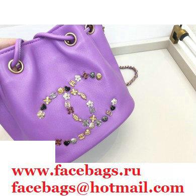 Chanel CC Charms Drawstring Bucket Bag AS1883 Purple 2020