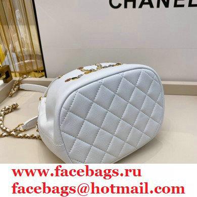Chanel CC Charms Drawstring Bucket Bag AS1883 White 2020 - Click Image to Close