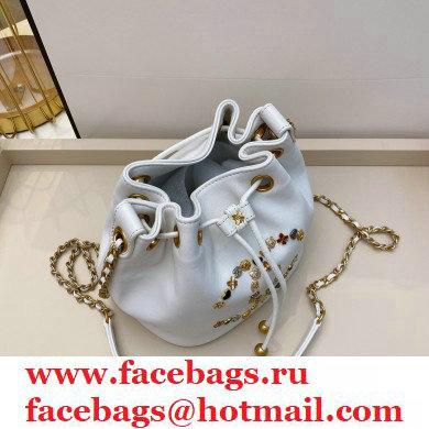 Chanel CC Charms Drawstring Bucket Bag AS1883 White 2020