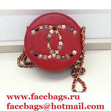 Chanel CC Charms Round Clutch with Chain Bag Red 2020