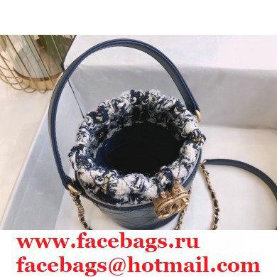 Chanel Calfskin and Tweed Small Drawstring Bucket Bag AS1478 Royal Blue 2020 - Click Image to Close