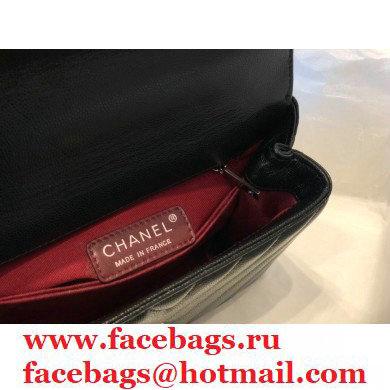 Chanel Caviar Calfskin Coco Handle Chevron Small Flap Bag Black with Top Handle A92990 7147