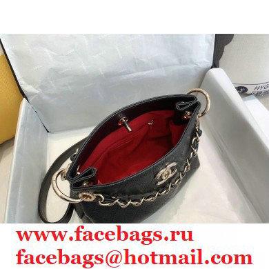 Chanel Caviar Leather Drawstring Bucket Bag Black 2020