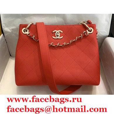 Chanel Caviar Leather Drawstring Bucket Bag Red 2020 - Click Image to Close